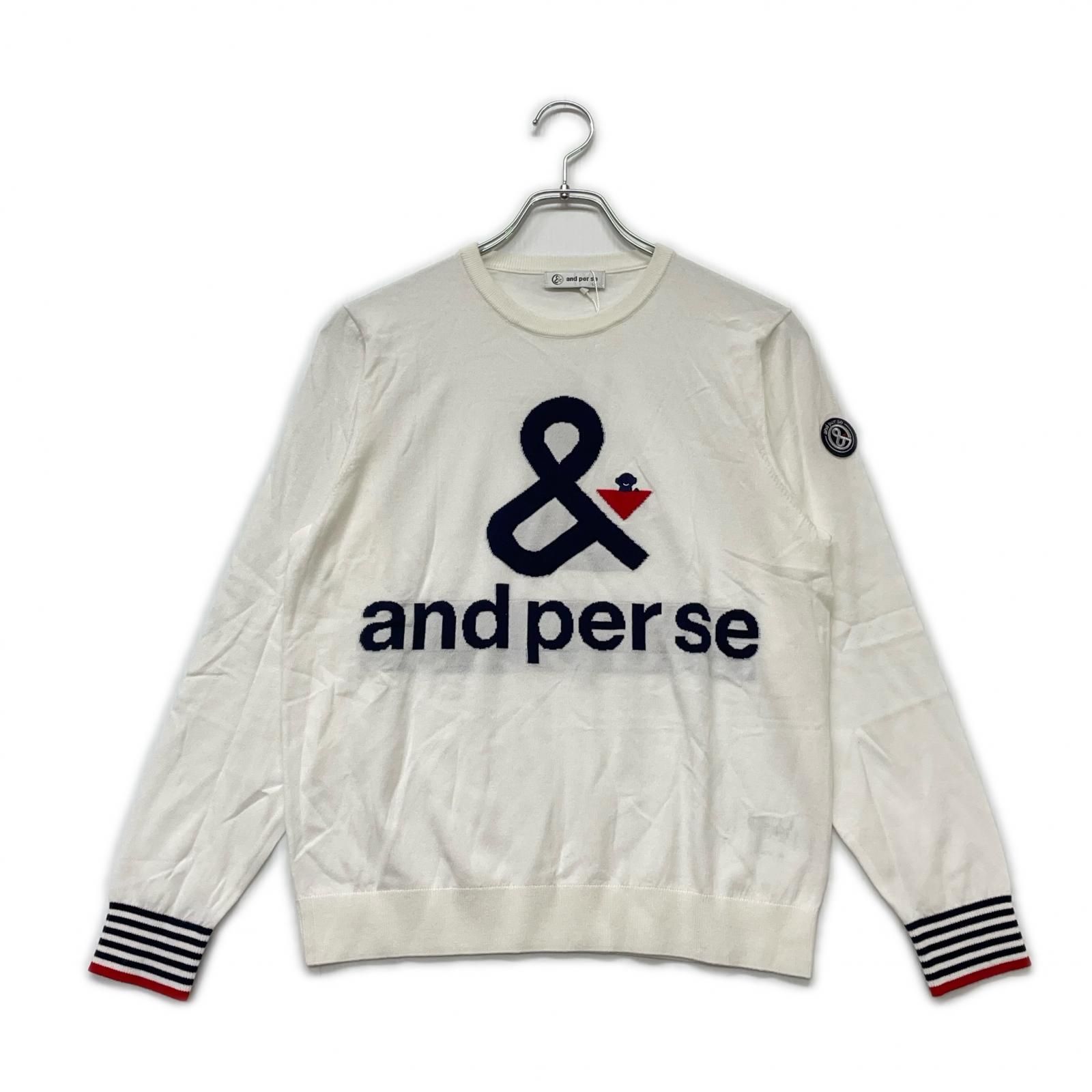 レディース アンパスィ and per se セーター L 白 紺 赤 ホワイト ネイビー レッド クルーネック 洗濯可 スムースタッチ