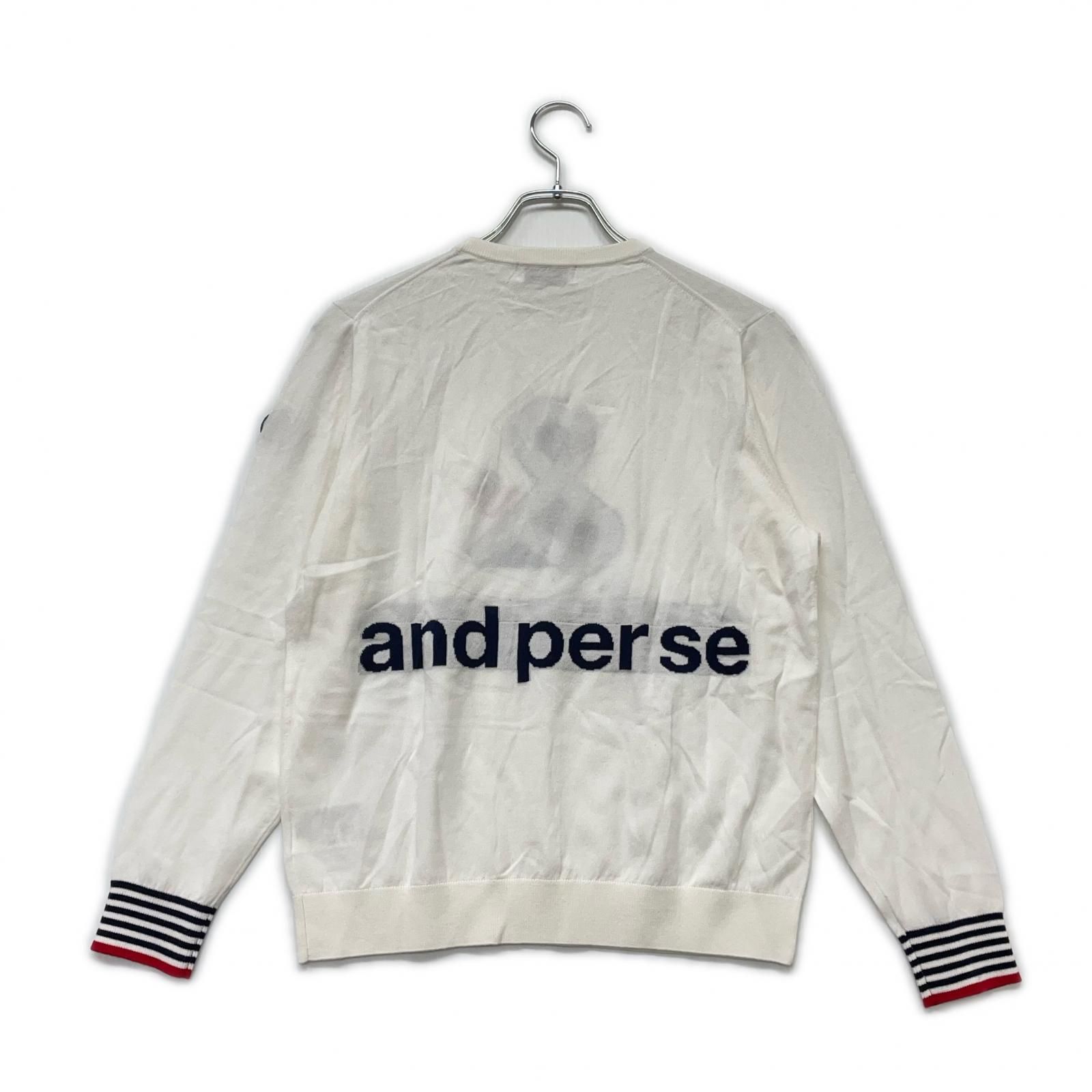 レディース アンパスィ and per se セーター L 白 紺 赤 ホワイト ネイビー レッド クルーネック 洗濯可 スムースタッチ