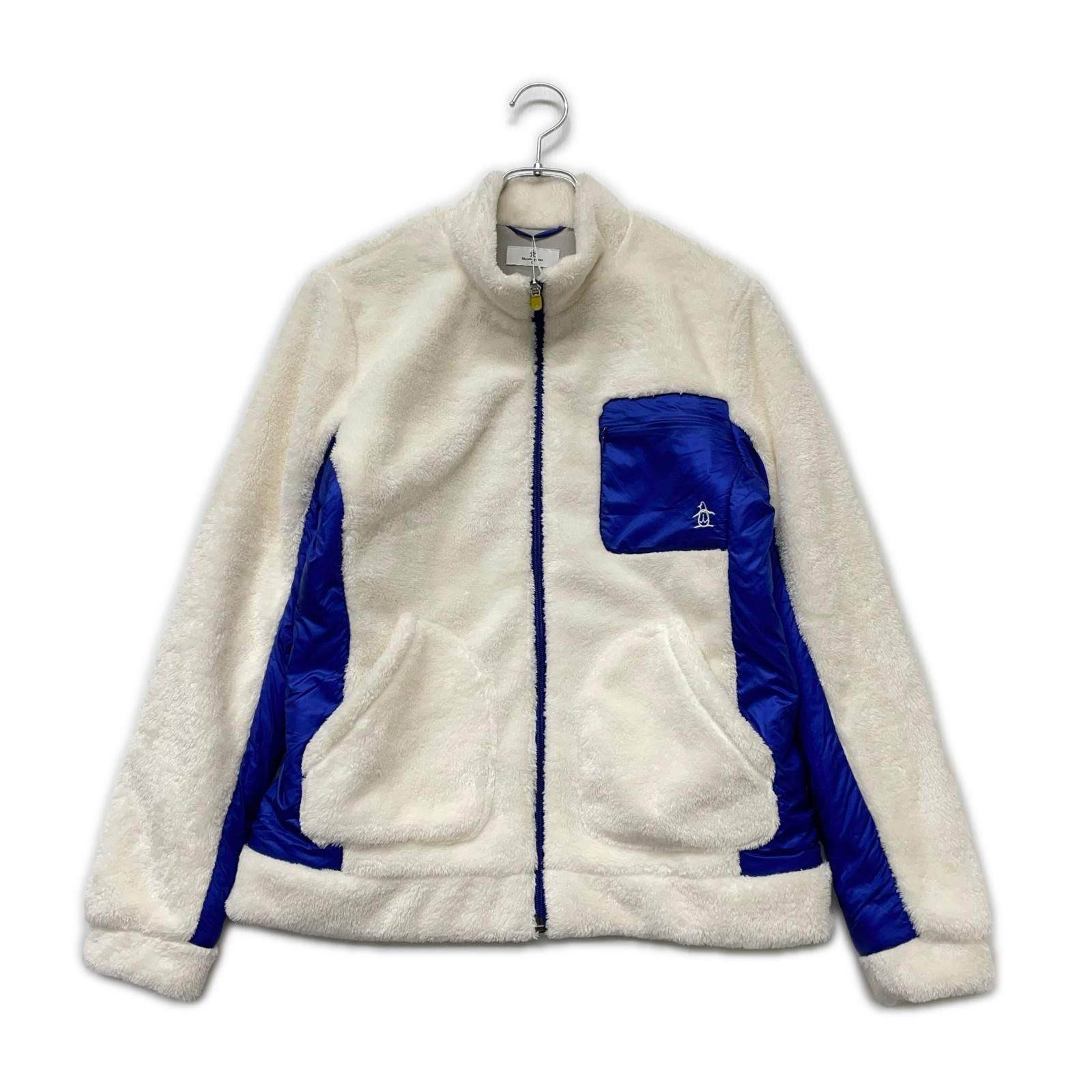 レディース マンシングウェア Munsing wear ブルゾン L 白×青 ホワイト×ブルー ファー ストレッチ 蓄熱保温