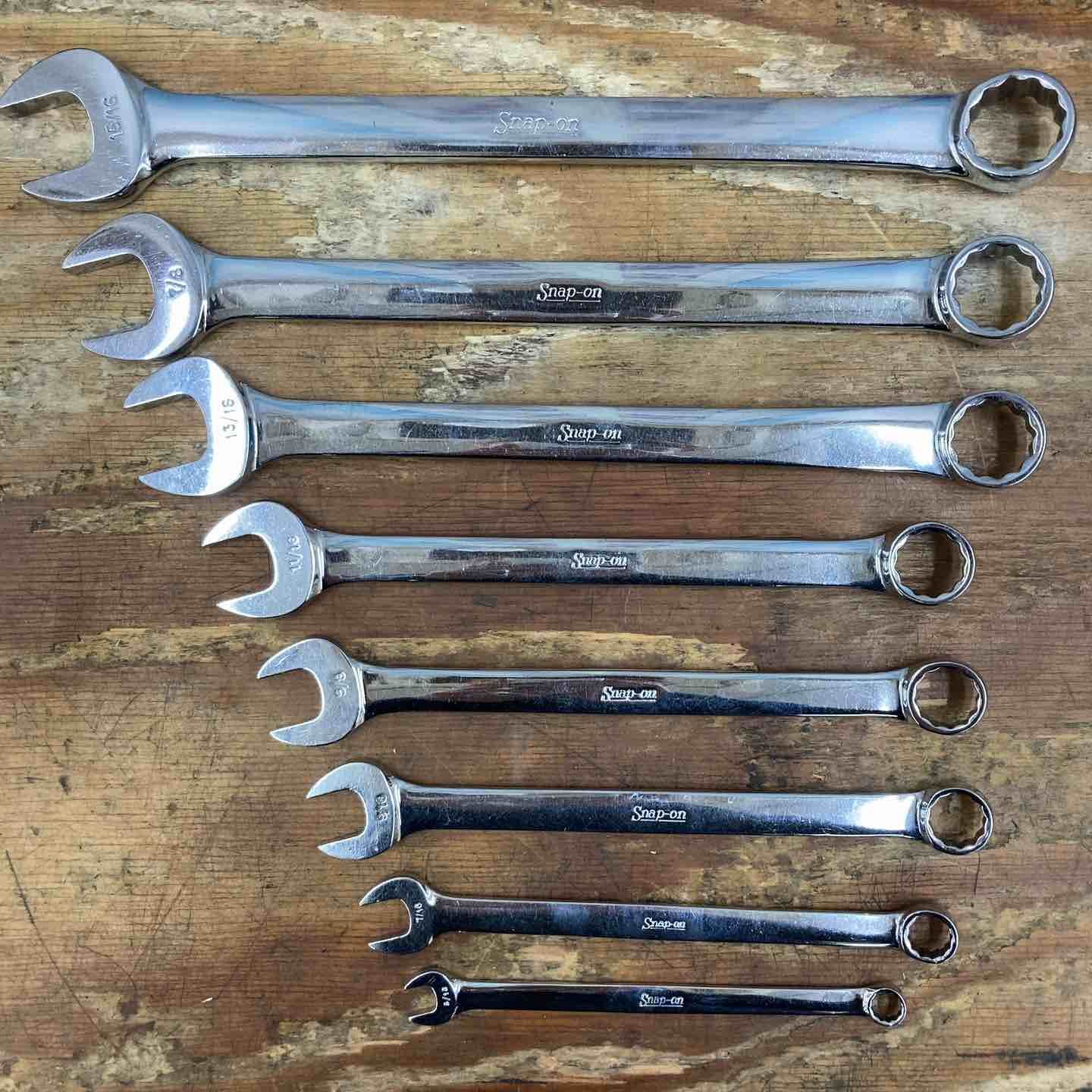 品 スナップオン Snap-on コンビネーションレンチセット 8本OEX30 28 26 22 20 18 14 10 旧ロゴ インチ 柏店