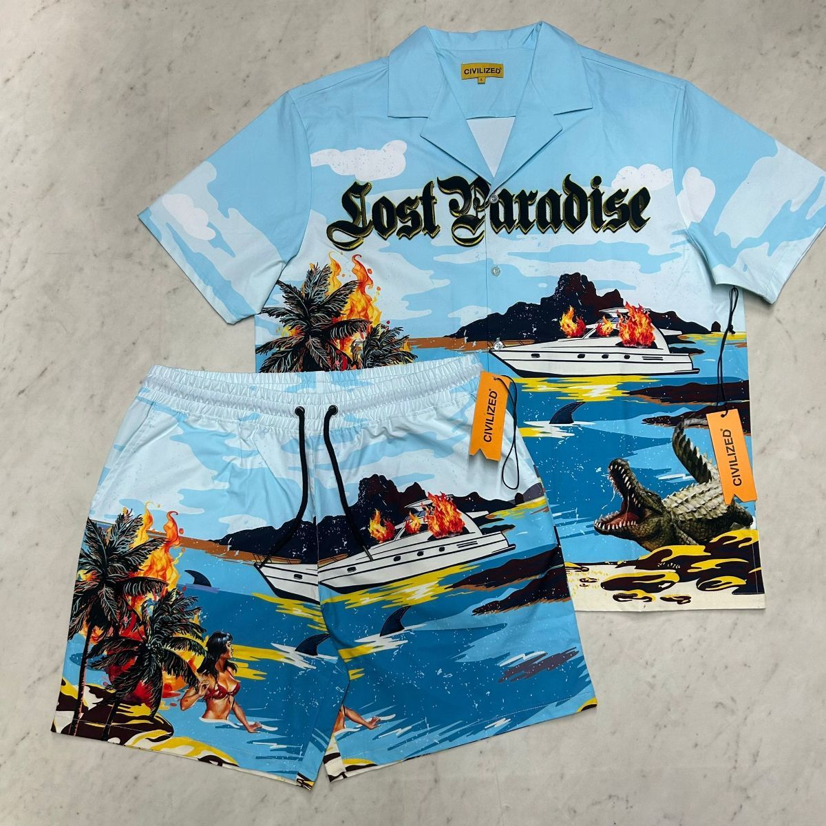 米国発 Civilized シヴィライズド Lost Paradise ロストパラダイス 半袖シャツ ショートパンツ セットアップ SET10
