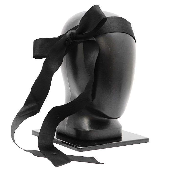 CHANEL シャネル ヘアバンド リボンタイ ボウ COCOマーク チャーム ヘア 小物 属 レディース サイズ M ブラック 黒 フランス製