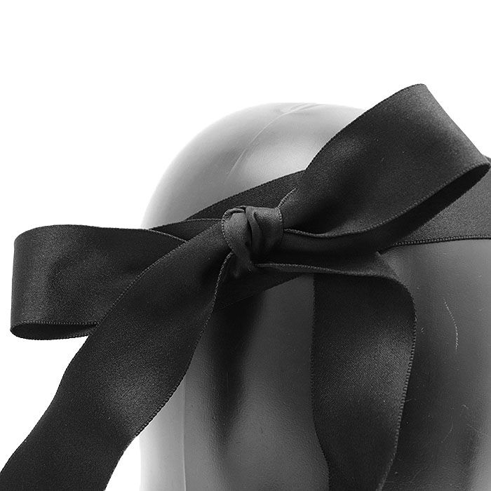 CHANEL シャネル ヘアバンド リボンタイ ボウ COCOマーク チャーム ヘア 小物 属 レディース サイズ M ブラック 黒 フランス製