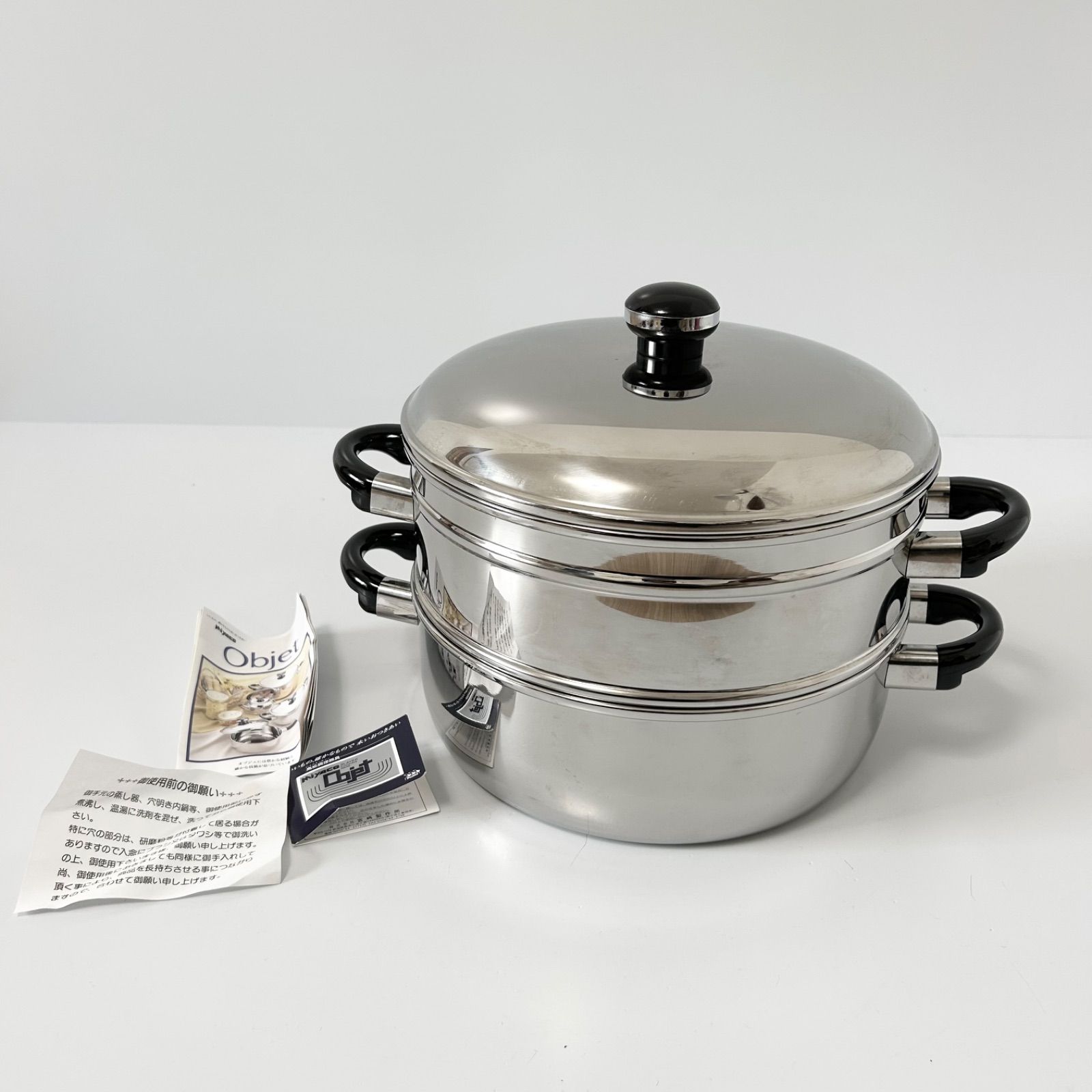 宮崎製作所 Miyaco Objet 蒸し鍋 蒸し器 28cm 両手鍋 2段 ステンレス ミヤザキ
