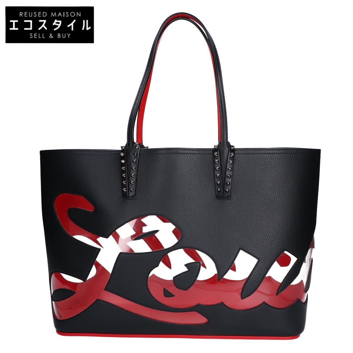 Christian Louboutin クリスチャンルブタン 3195092 Cabata Logo CALF EMPIRE PVC Tote Bag スパイクスタッズ カバタ ロゴ