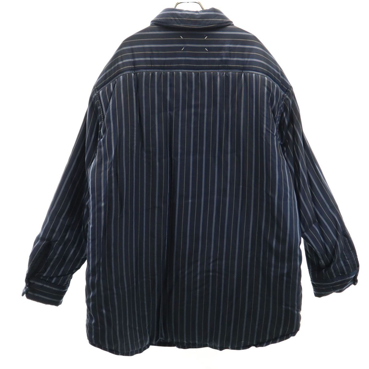 Maison Margiela メゾンマルジェラ イタリア製 ストライプ柄 中綿 シャツジャケット 46 ネイビー メンズ 古着