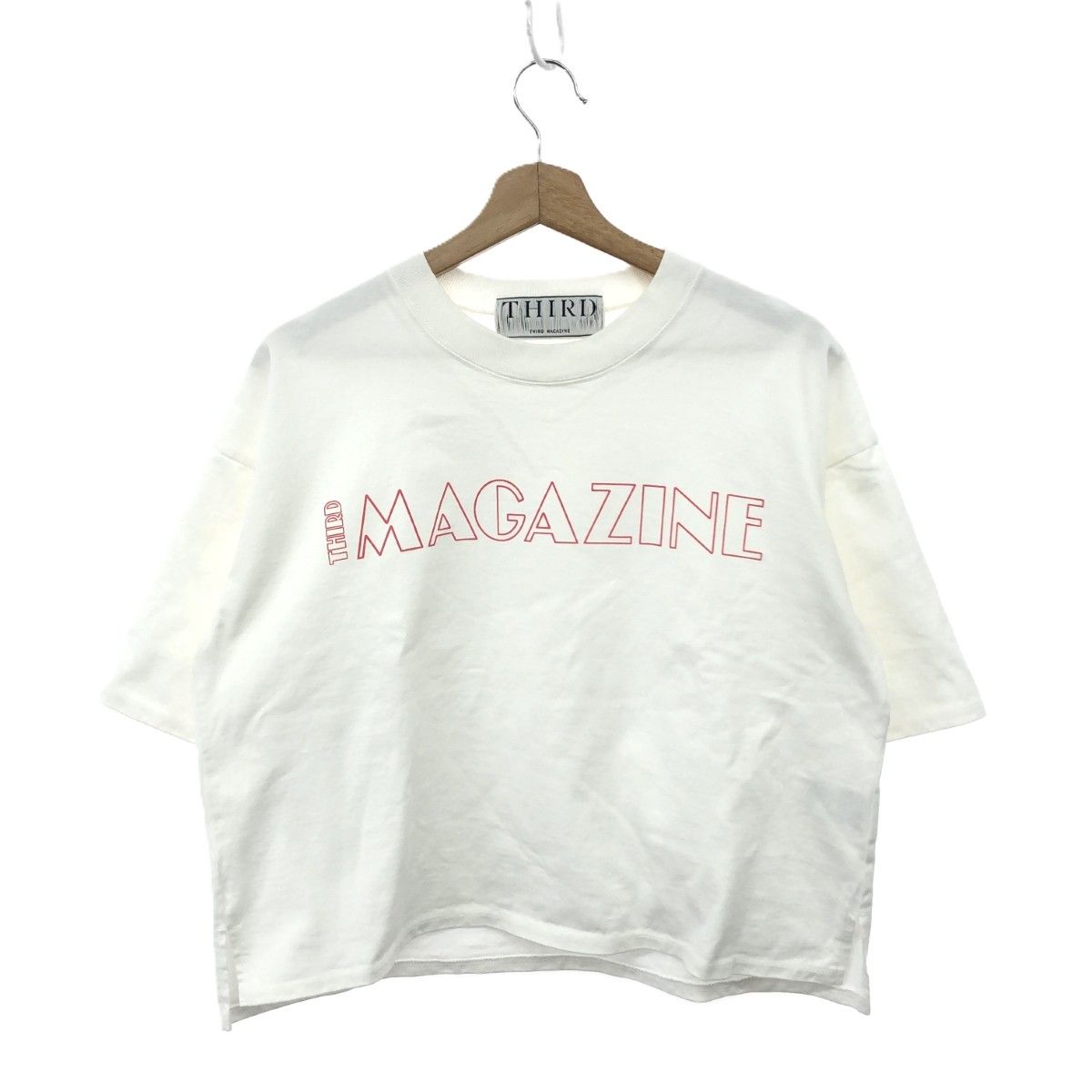 サードマガジン 刺繍 ロゴ ビッグシルエット シャツ 白 ロゴ刺繍ビック