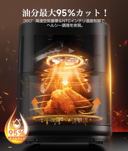 ノンフライヤー 3L エアーフライヤー air fryer ノンオイル 電気フライヤー 揚げ物 惣菜調理機 1 2人用 可視窓付き LEDタッチパネル 温度調整 タイマー 日本語説明書 レシピ付き PSE認証済 d0a46d3b