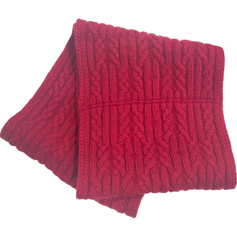 HERMES エルメス ウール×カシミヤ スヌード マフラー レッド ユニセックス