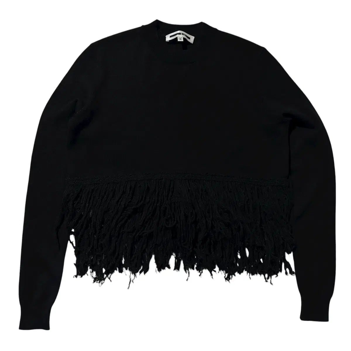 レディースS-M Alexander McQueen アレキサンダー マックイーン MCQ フリンジ クロップド ニット ブラック