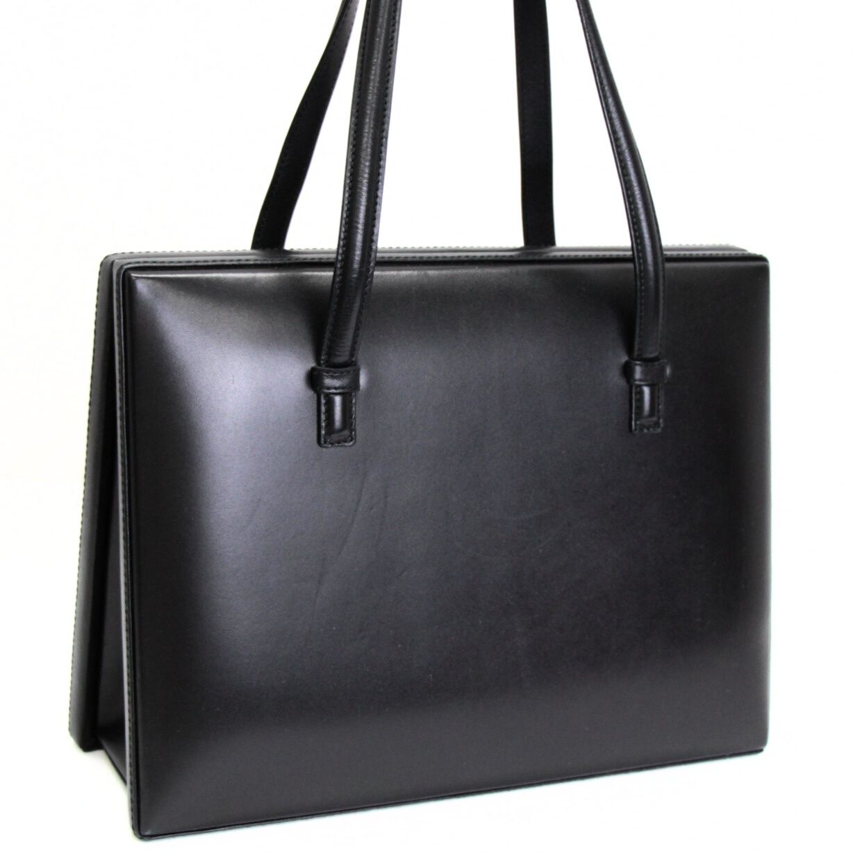 黒 スエード レザー ハンドバッグ ロック付き ロエベ LOEWE ブラック