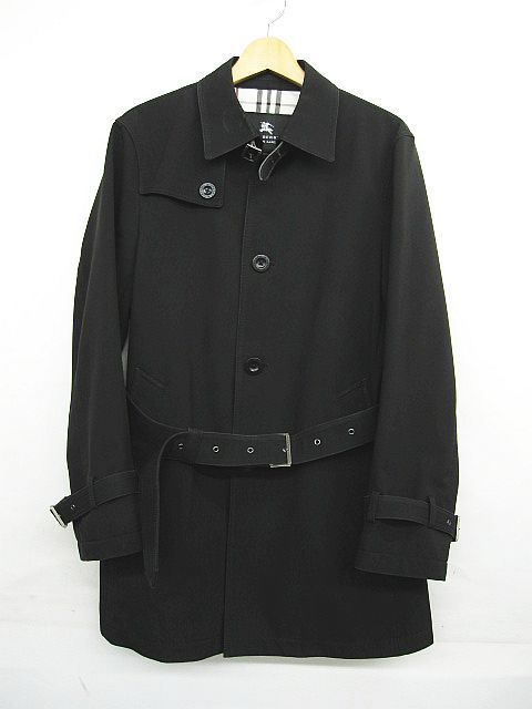 BURBERRY BLACK LABEL バーバリー トレンチコート 黒 ブラック 裏地チェック サイズM 三陽商会 M0001-1109-1
