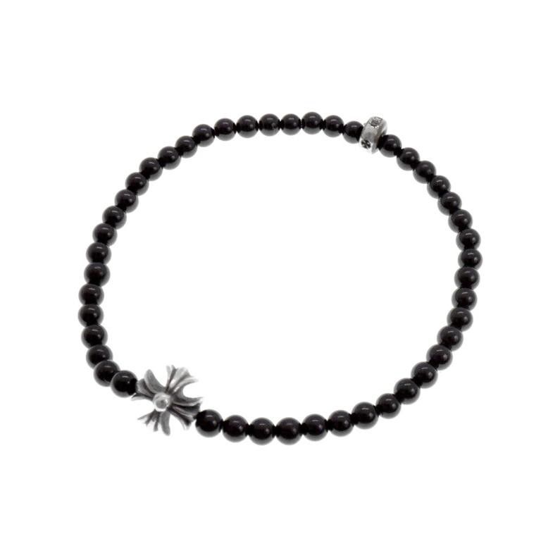 クロムハーツ CHROME HEARTS 4mm BEAD ブラック トルマリン ビーズ ブレスレット 43252