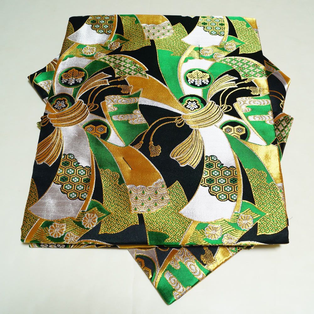 金襴後見帯 踊り用 後見帯 金襴 束ね熨斗に丸紋 後見結び帯 二部式 作り帯 踊り帯 踊り 帯 着物 踊り着物 リサイクル着物 舞踊 踊り用帯 衣裳 日本舞踊 新舞踊 演劇 舞台 衣装 ステージ カラオケ