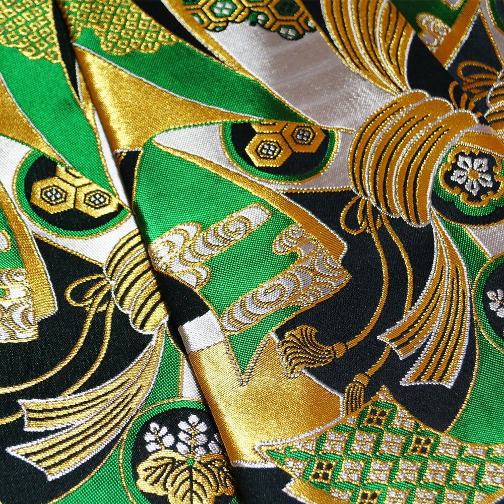  金襴後見帯 踊り用 後見帯 金襴 束ね熨斗に丸紋 後見結び帯 二部式 作り帯 踊り帯 踊り 帯 着物 踊り着物 リサイクル着物 舞踊 踊り用帯 衣裳 日本舞踊 新舞踊 演劇 舞台 衣装 ステージ カラオケ 付け帯 作り帯 帯