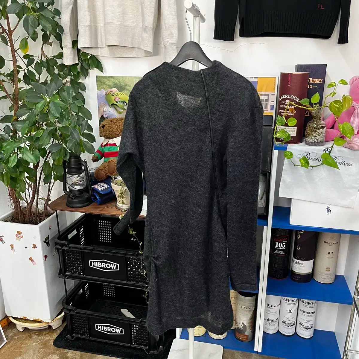  ヘルムート ラング アシメントリー ウール ONE PIECE S 長袖 七分袖 ひざ丈ワンピース