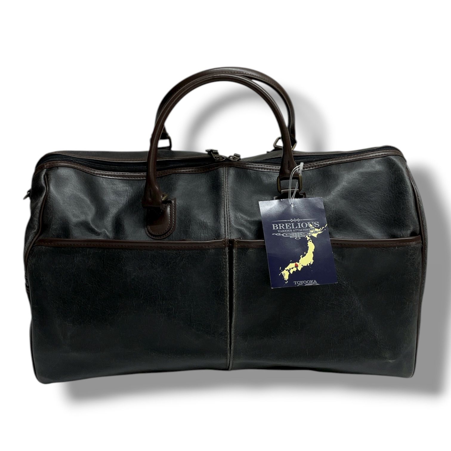 BRELIOUS 10438-01 豊岡製鞄 白化合皮ボストンバッグ バッグ 鞄 ショルダーストラップ付 ブラック 黒 メンズ ゴーゴー古着久喜倉庫店 No.1380Y