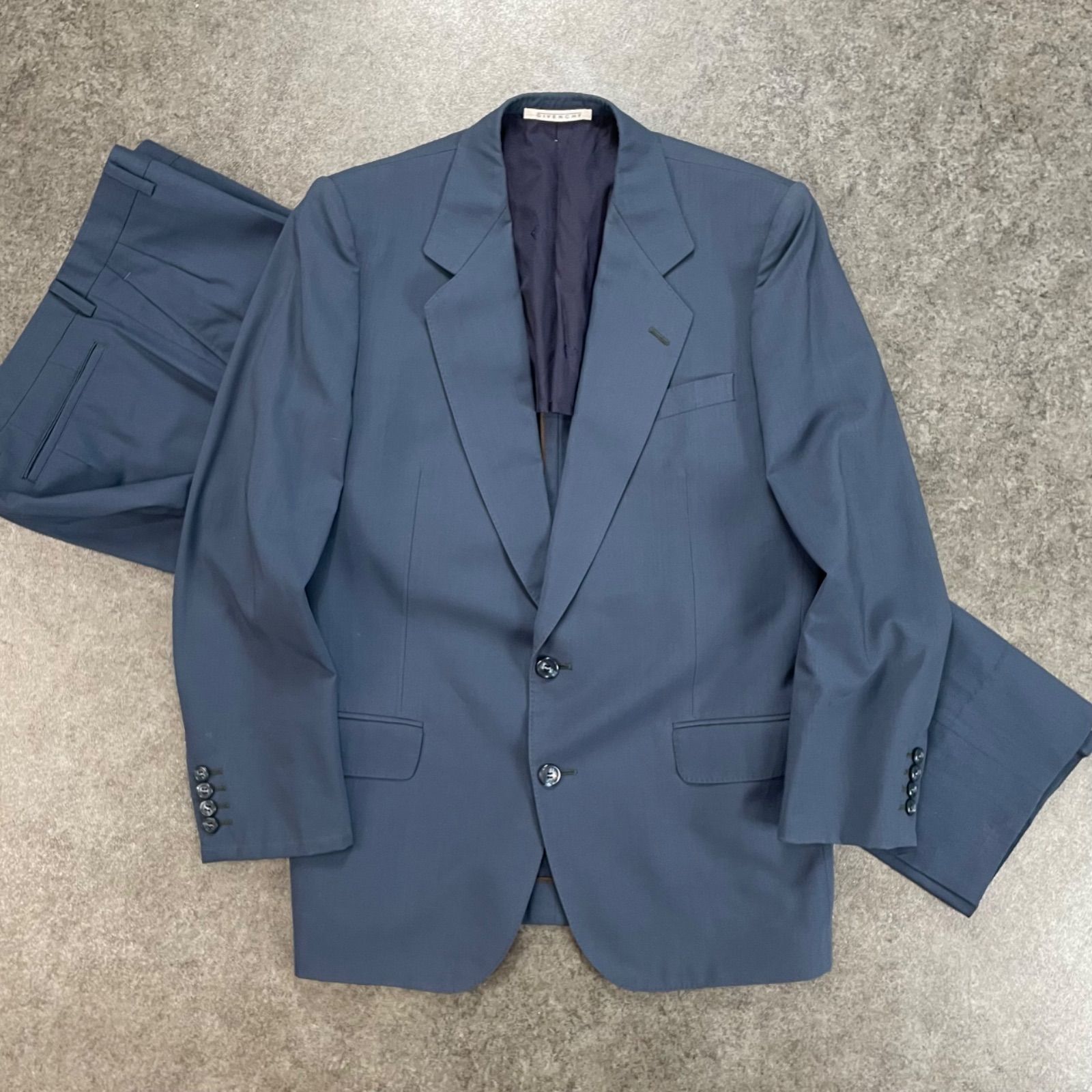 Vintage GIVENCHY Suit Set Up ジバンシー スーツ セットアップ 上下 シングル ブレザー スラックス タック入り ウール ヴィンテージ メンズ