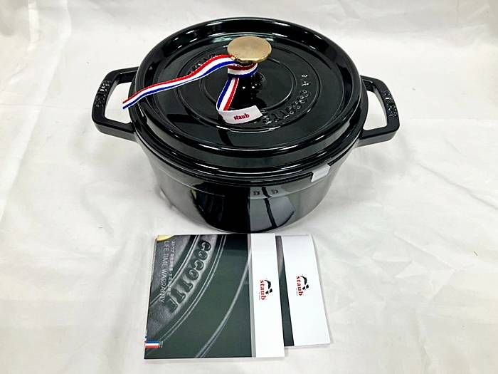 ストウブ ラウンドココット 22cm シャイニーブラック 8407