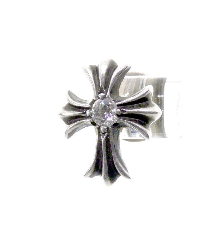 クロムハーツ CHROME HEARTS No 2 CH CRS DIA クロス 1ダイヤ シルバー スタッド ピアス s 4949