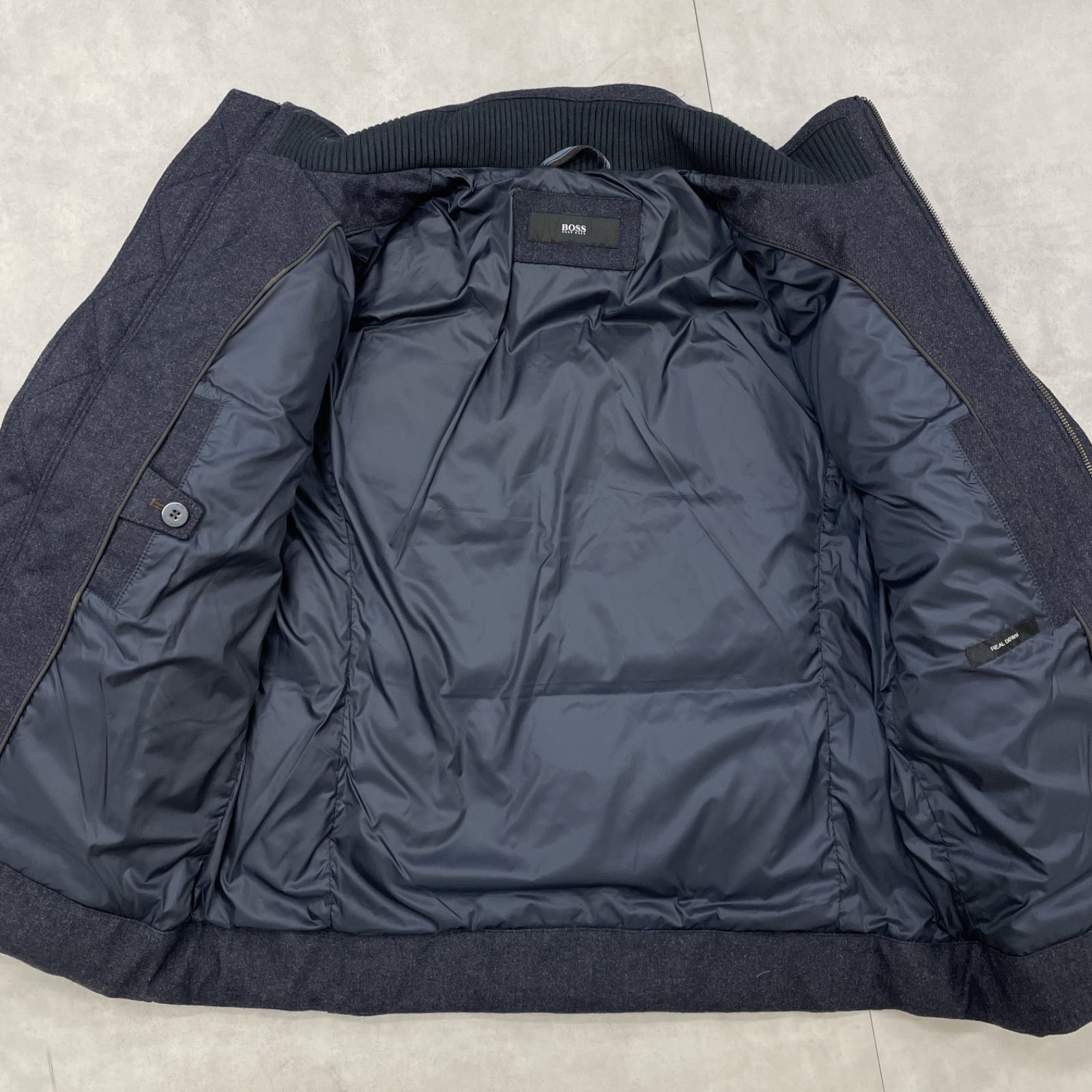 HUGO BOSS ヒューゴボス ダウンジャケット ハイネック ウール ネイビー