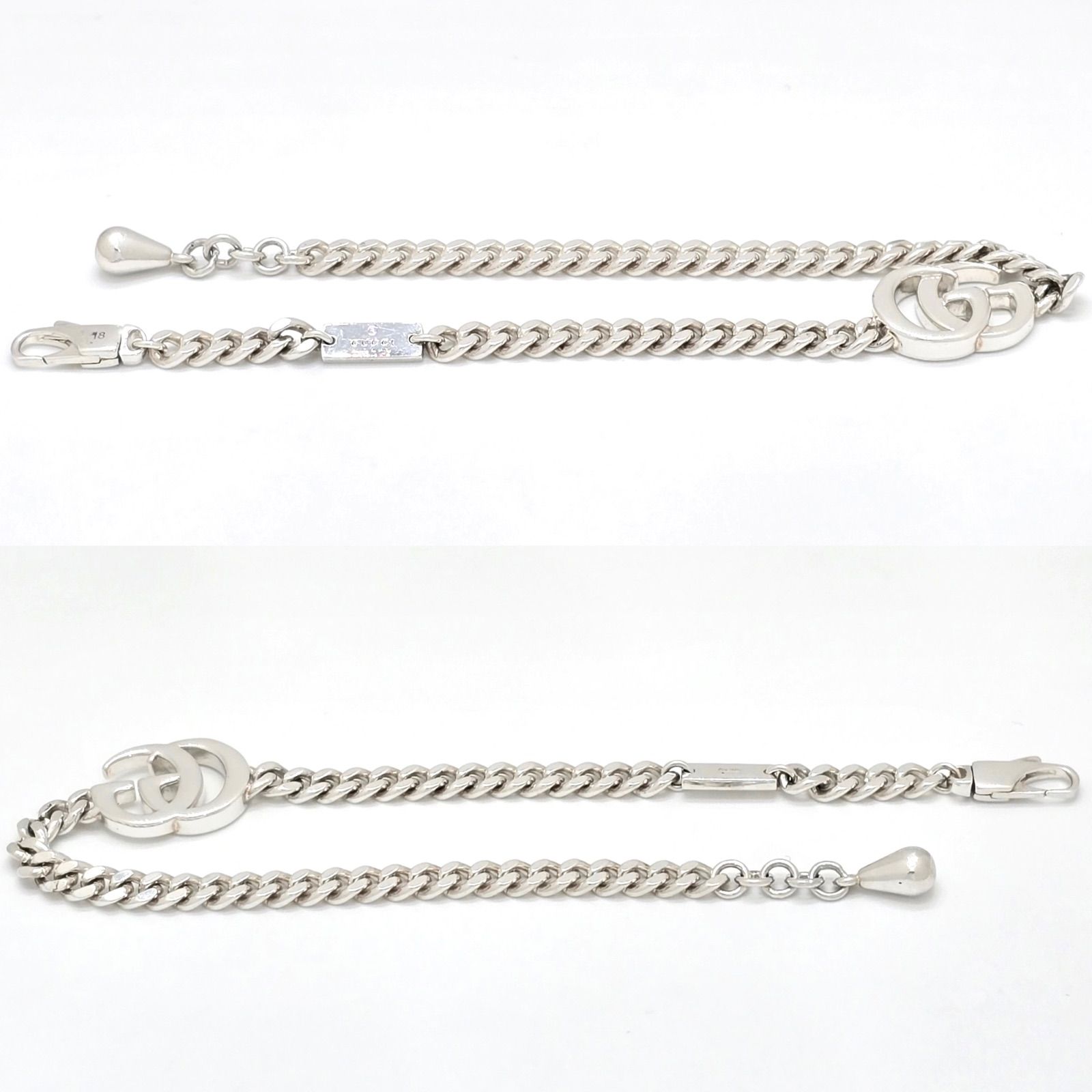 GUCCI グッチ 814917 ダブルG チェーン ブレスレット 18 全長20.5