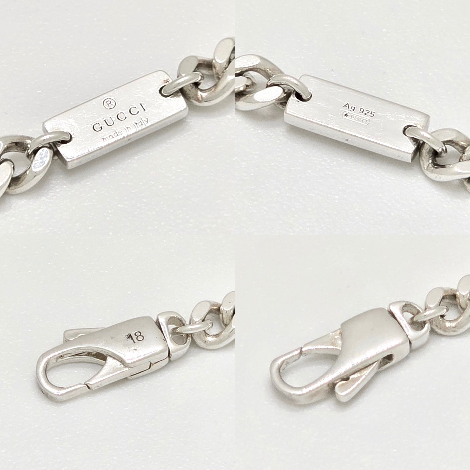 GUCCI グッチ 814917 ダブルG チェーン ブレスレット 18 全長20.5㎝ SV925 スリム 男女兼用 現行品 GUCCI グッチ 814917 ダブルG チェーン ブレスレット 18 全長20.5