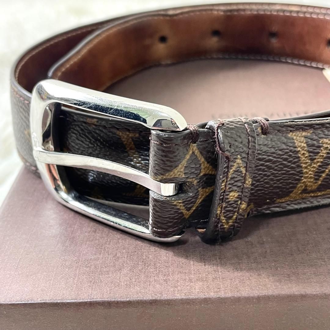 ルイヴィトン サンチュール ベルト モノグラム シルバーバックル