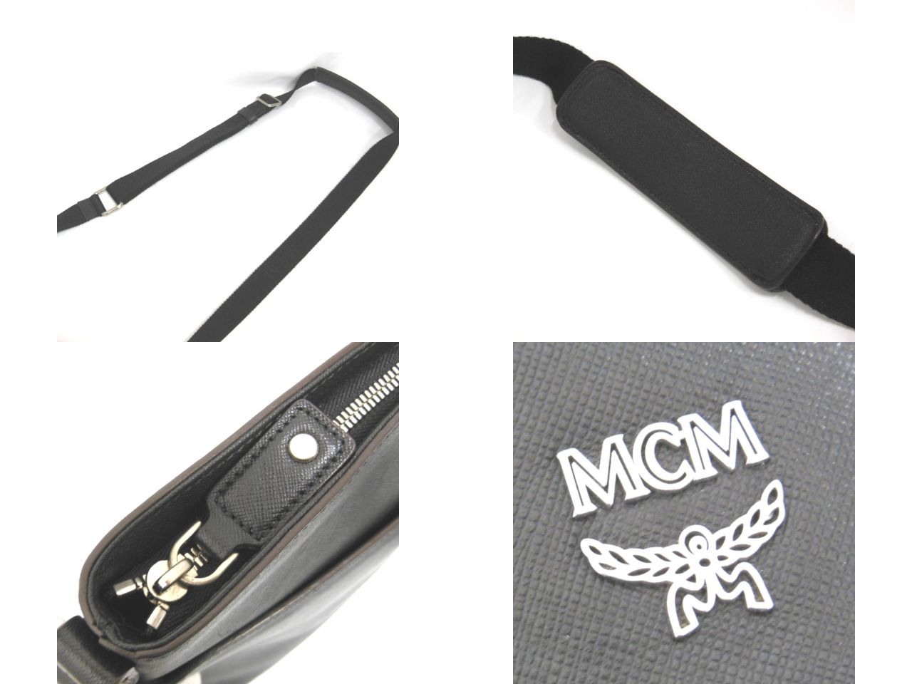 NA412074 NA412074 MCM ショルダーバッグ 斜め掛け レザー ブラック 