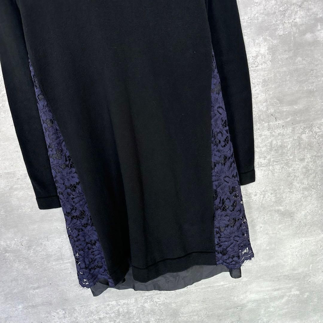 sacai サカイ アシンメトリードッキングニットワンピース　ケーブル編み 黒2 Sacai』 サカイ (2) ドッキングニット ワンピース - メルカリ