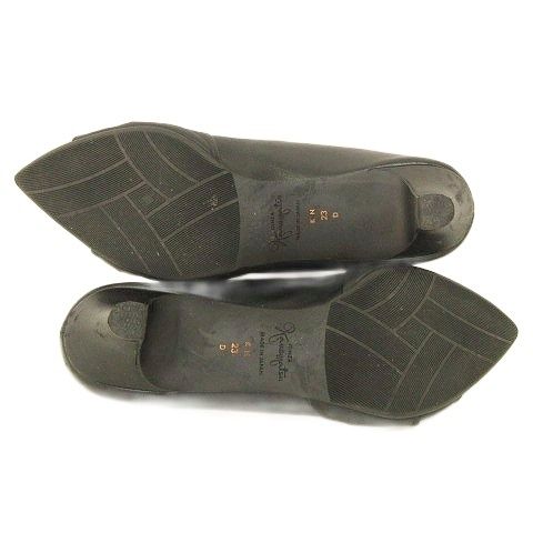 銀座かねまつ GINZA Kanematsu レザー パンプス ローヒール 23cm 黒