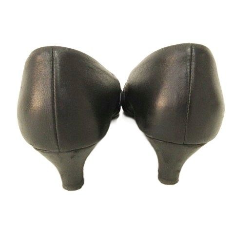 銀座かねまつ GINZA Kanematsu レザー パンプス ローヒール 23cm 黒