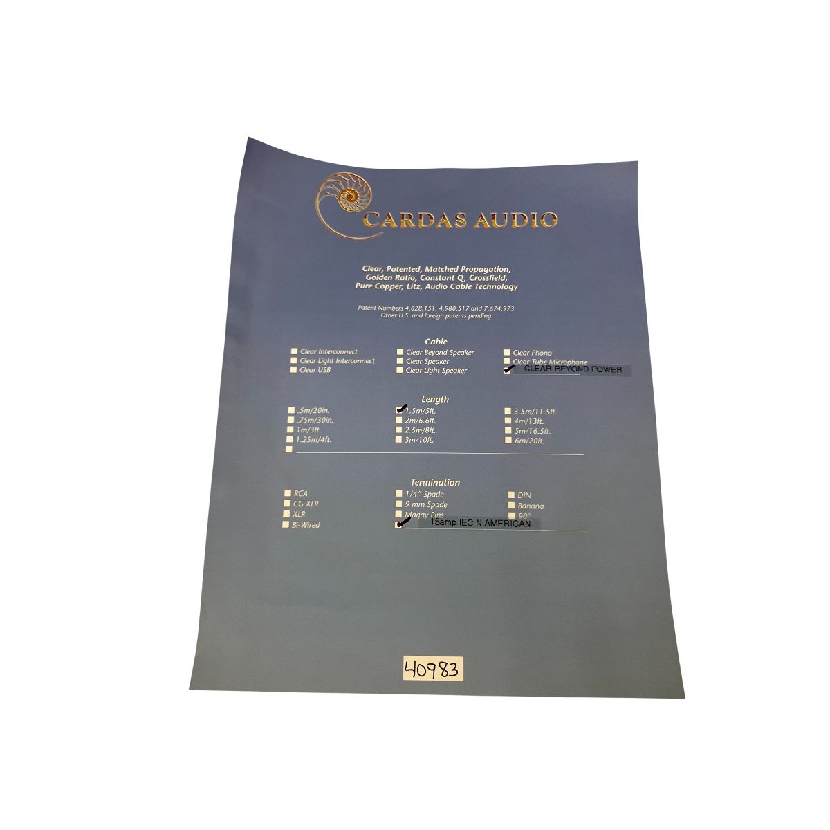 Cardas Audio カルダス Clear Beyond Power 電源ケーブル 1.5m オーディオ O10605490