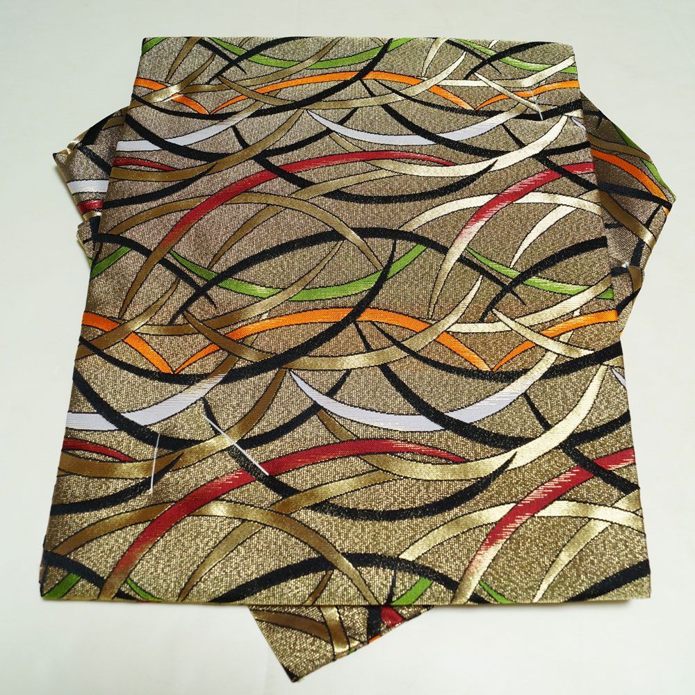 新品 金襴後見帯 日本製】 踊り用 後見帯 金襴 芝草 後見結び帯 【送料