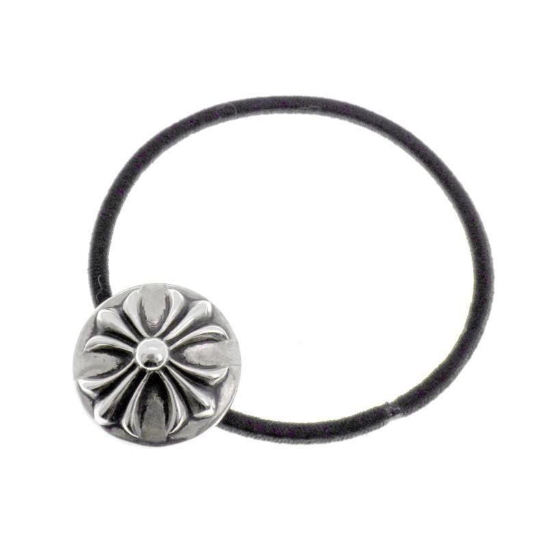 クロムハーツ CHROME HEARTS HAIRBAND クロスボール ボタン ヘアゴム シルバー コンチョ ブレスレット 43764
