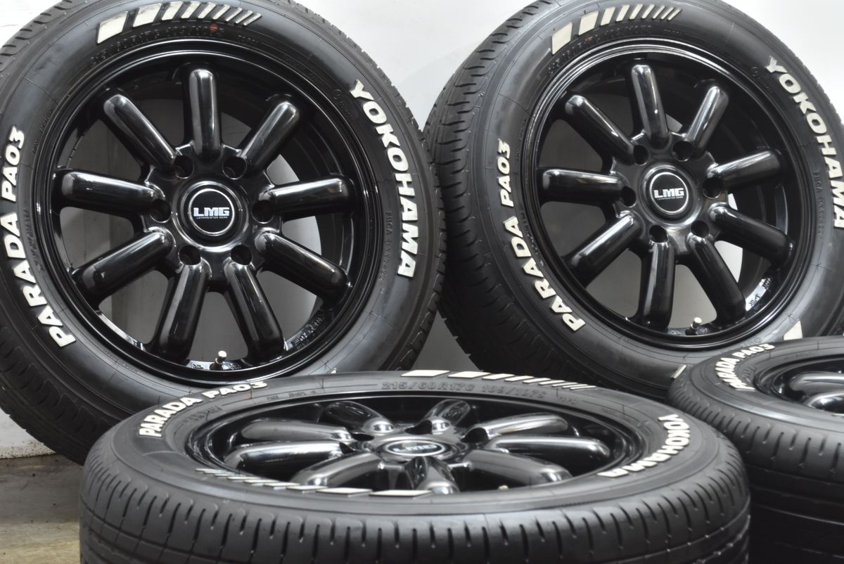 カスタム用に LMG 17 in 6 5 J 38 PCD 139 7 ヨコハマ パラダ PA 03 215 60 R ハイエース レジアスエース ホワイトレター 交換用 可