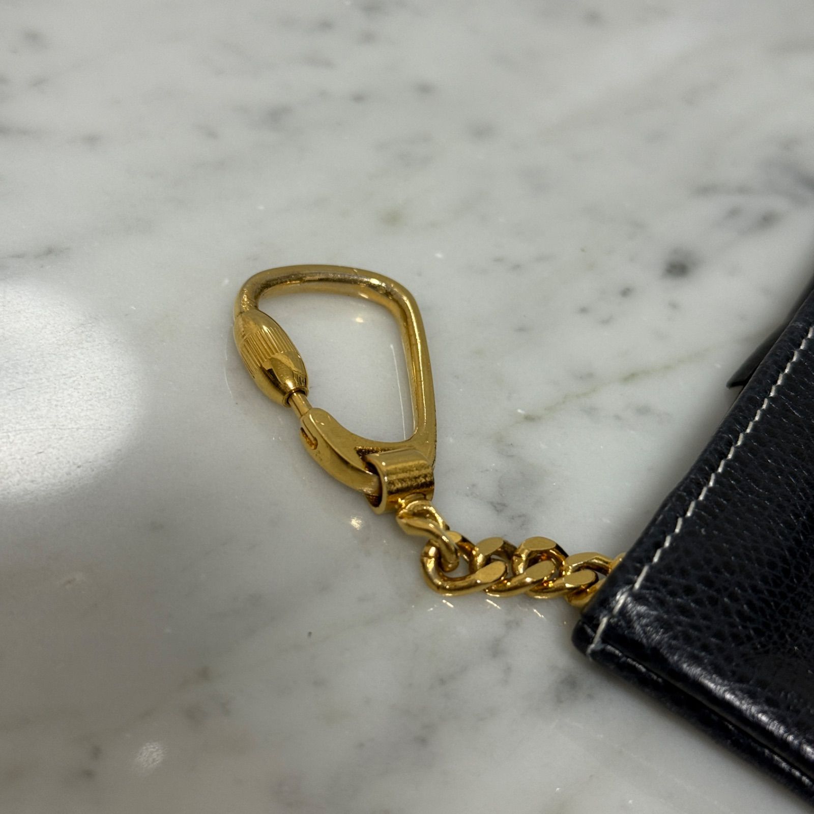  LOEWE ロエベ コインケース 小銭入れ 本革 レザー アナグラム チェーン ゴールド ネイビー コインケース 小銭入れ 小物