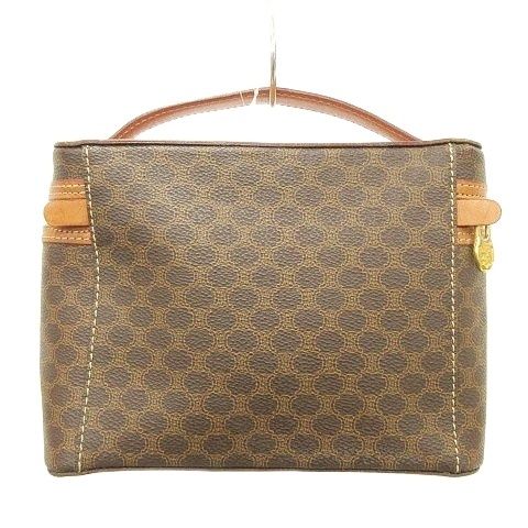 セリーヌ CELINE ヴィンテージ マカダム柄 バニティバッグ ハンドバッグ イタリア製 茶 ブラウン