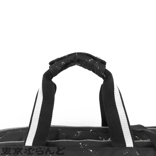 シャネル CHANEL 旧トラベルライン ボストンバッグ ブラックxホワイト シルバー金具 ナイロン 6番台 ハンドバッグ ユニセックス 101830781