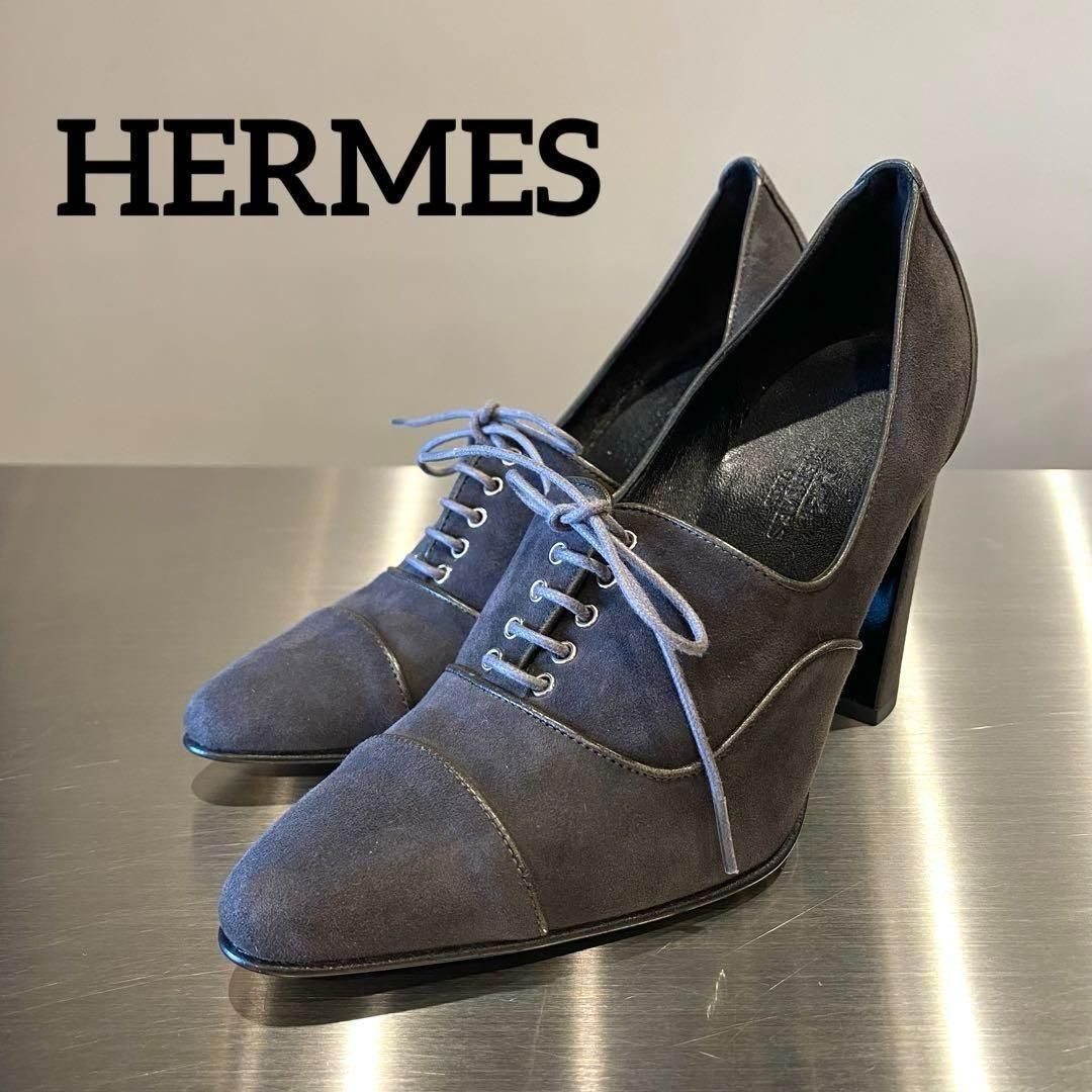 HERMES』 エルメス (35.5) スウェード ヒールパンプス - メルカリ