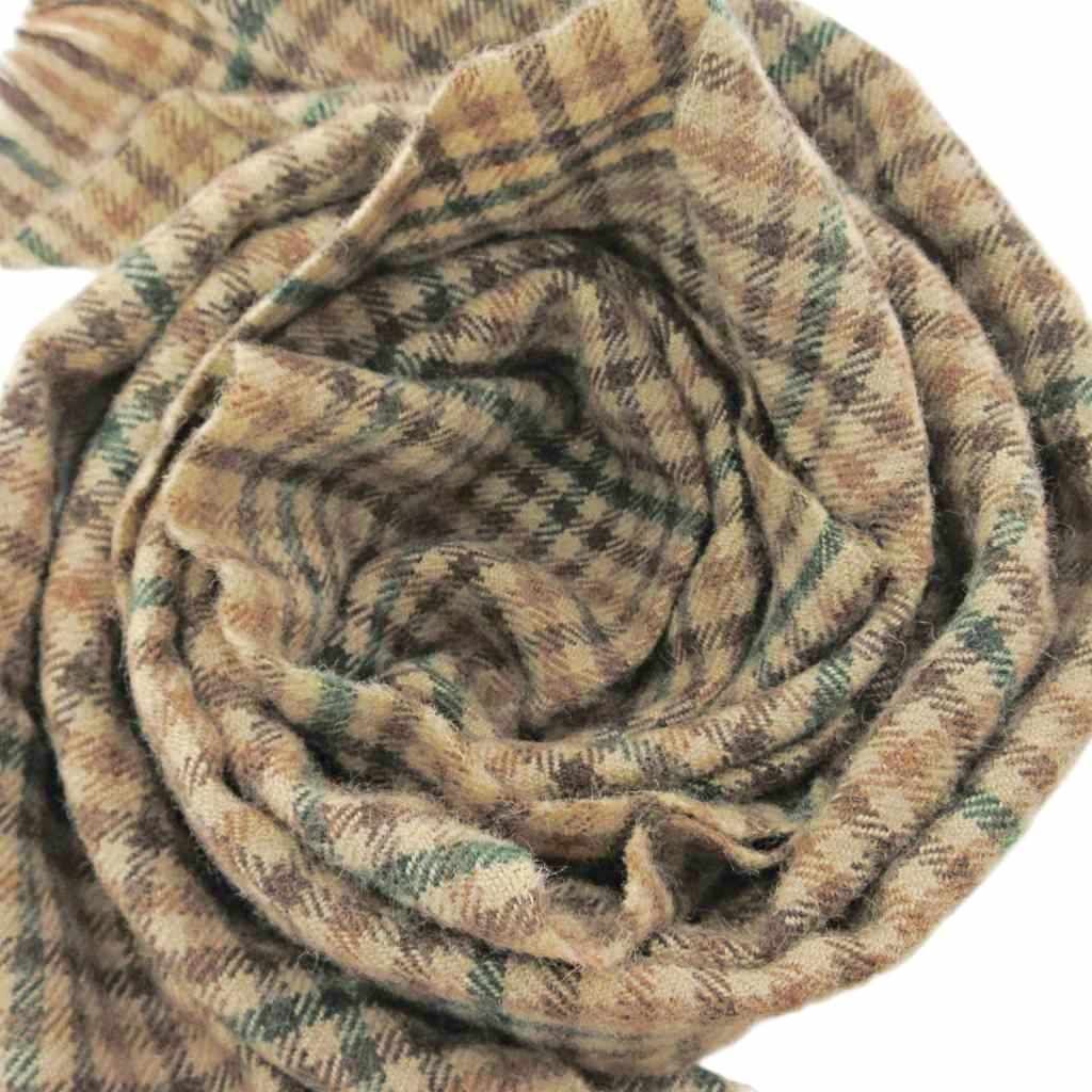 サンローラン パリ SAINT LAURENT PARIS ウール マフラー チェック柄 ロゴプレート ベージュ 1106