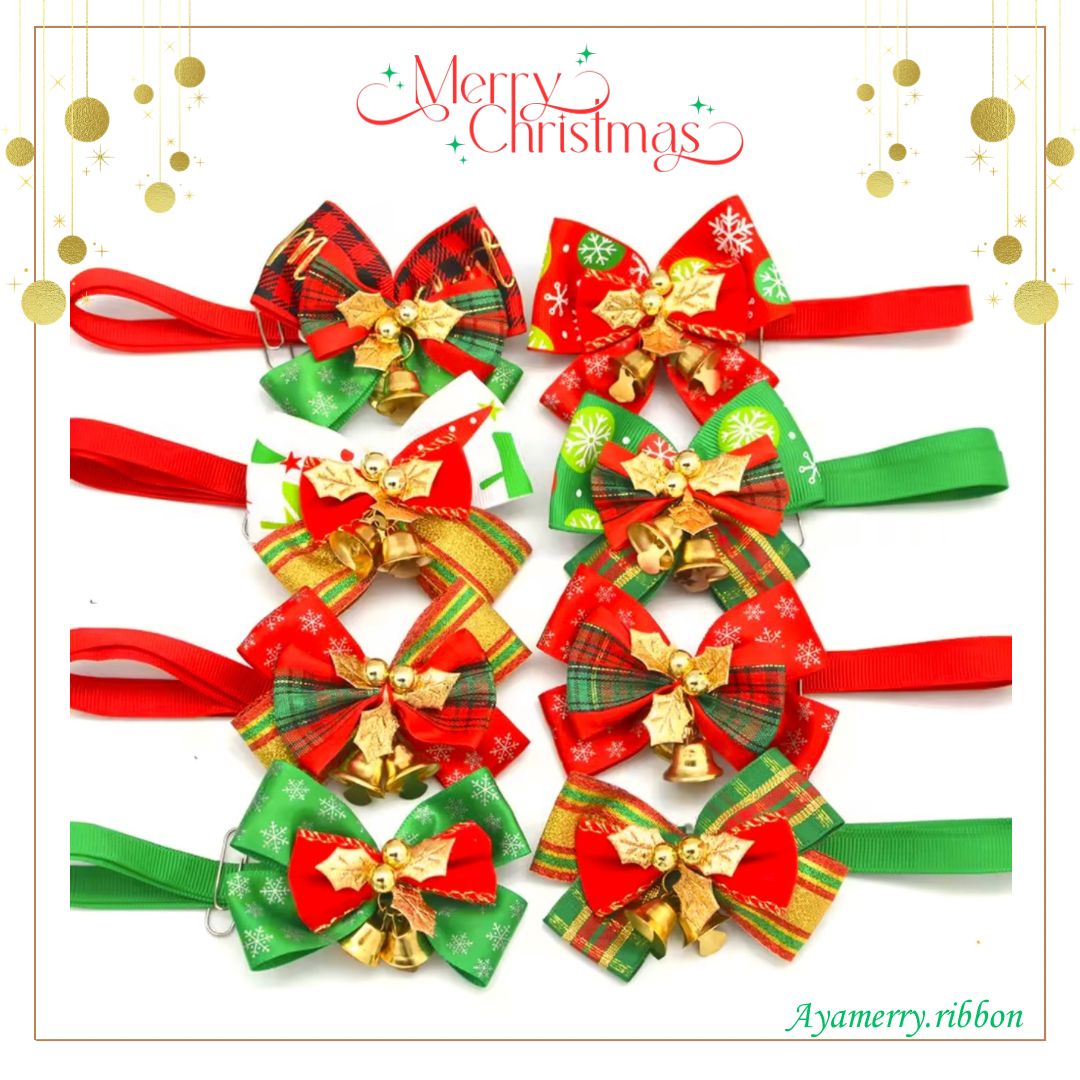 トリミングチョーカー 犬用 リボン クリスマス 犬 トリミングチョーカー リボン クリスマス - wan!nyan!ribon | minne