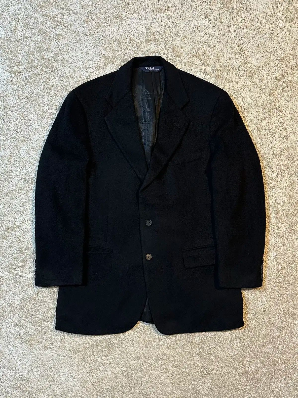 39 ポロラルフローレン POLO ヘリンボーン ウール カシミア ブレーザー ジャケット ブラック