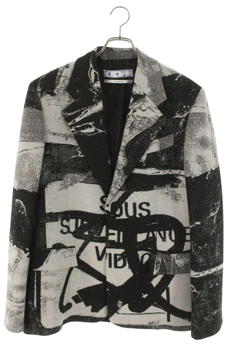 オフホワイト OMEN032F21FAB001 グラフィティデザインテーラードジャケット メンズ 48