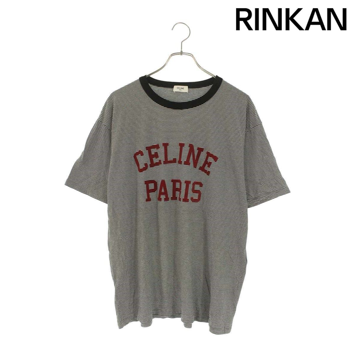 セリーヌ 24SS 2X45M878Y.01AE フロッキーロゴボーダーTシャツ メンズ XL