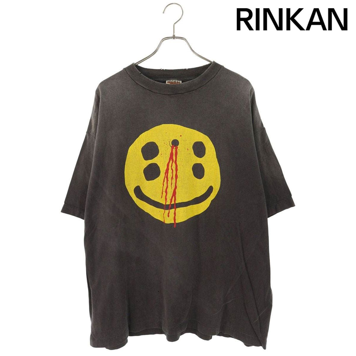 セントマイケル 24 AW SM-YS 1-0000-C 01 ヴィンテージ加工スマイルプリントTシャツ メンズ XL