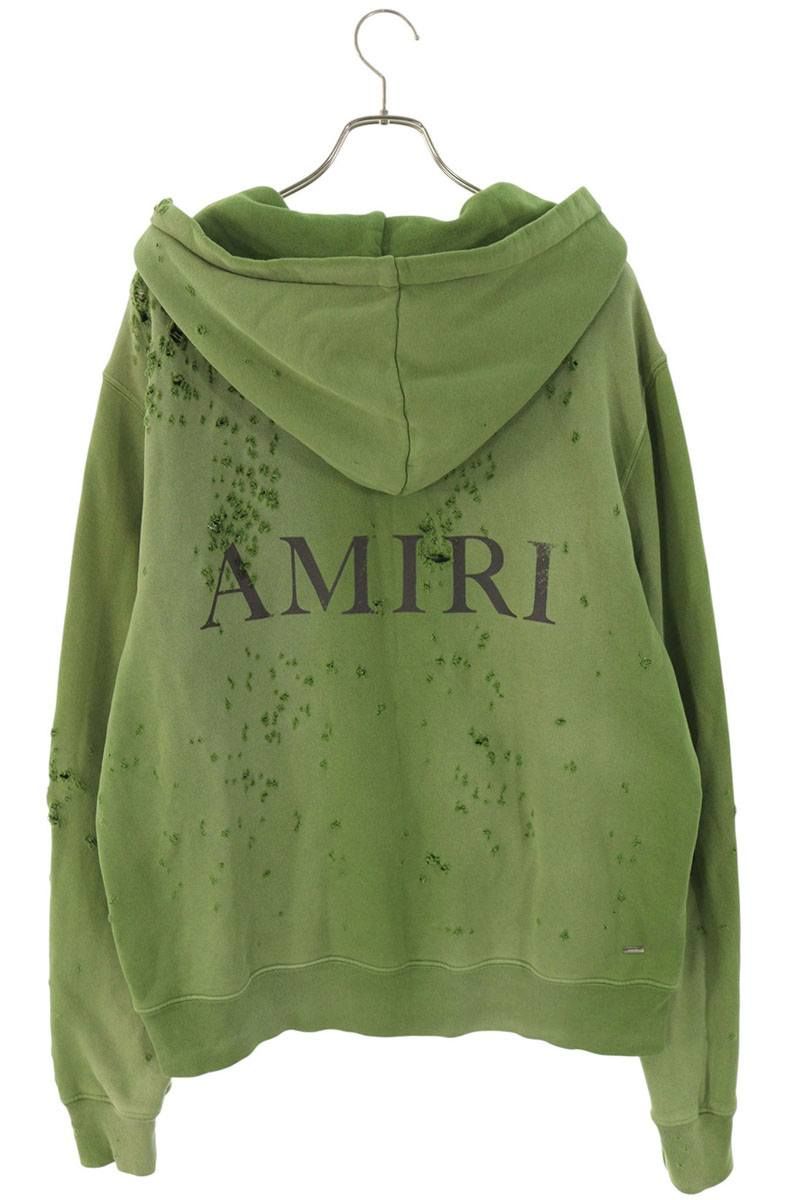 AMIRI ショットガン ジップパーカー AMIRI】MAロゴ ショットガン ダメージ フルジップパーカー (AMIRI