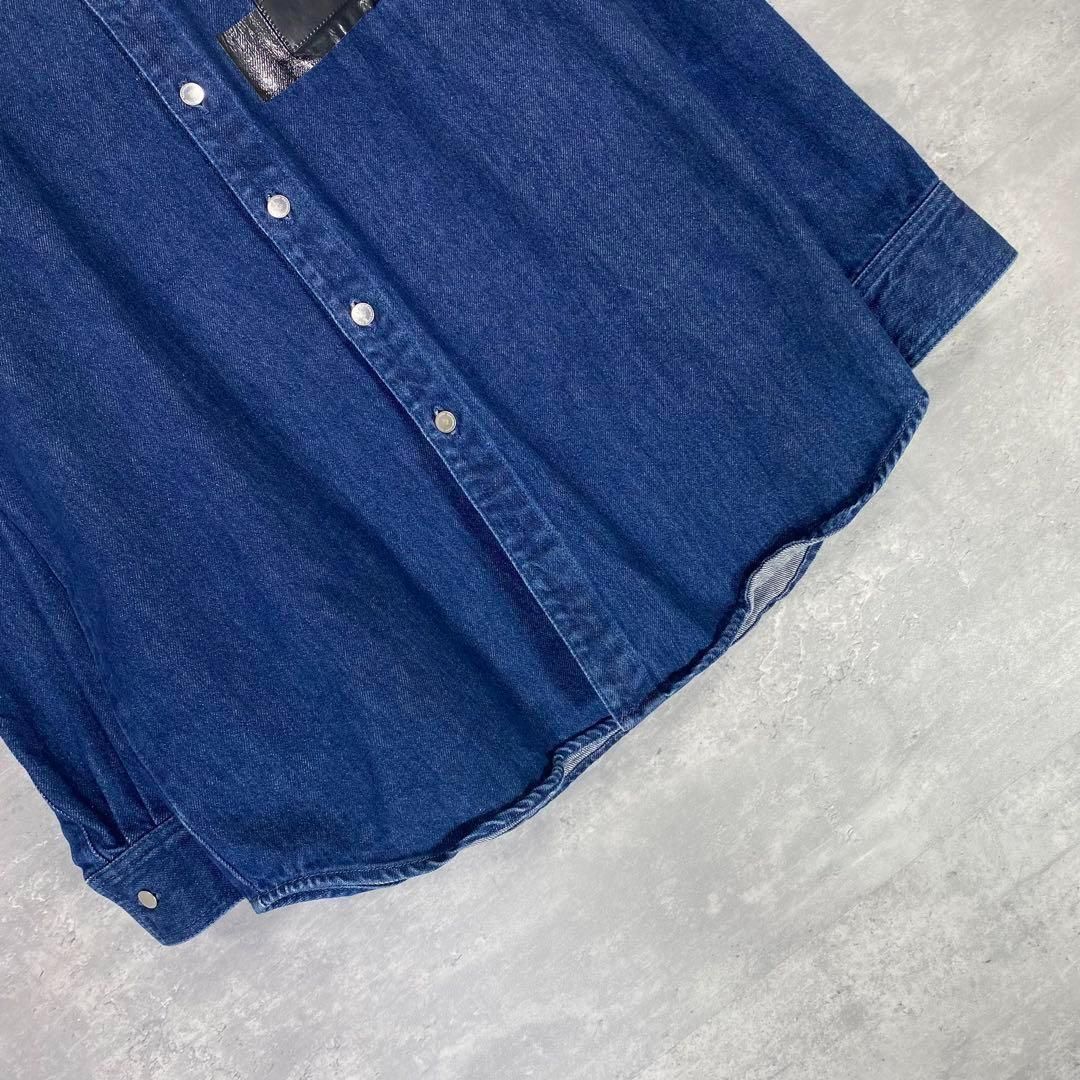 RAF SIMONS レザーパッチ デニムシャツ 別注 希少 RAF SIMONS』 ラフシモンズ (S) レザーパッチ デニムシャツ - メルカリ
