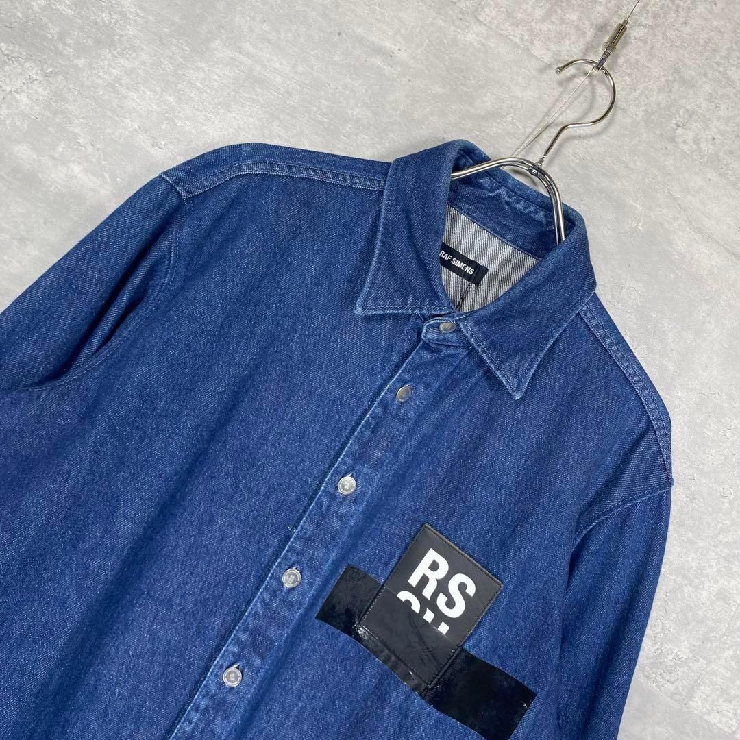 RAF SIMONS レザーパッチ デニムシャツ 別注 希少 RAF SIMONS』 ラフシモンズ (S) レザーパッチ デニムシャツ - メルカリ