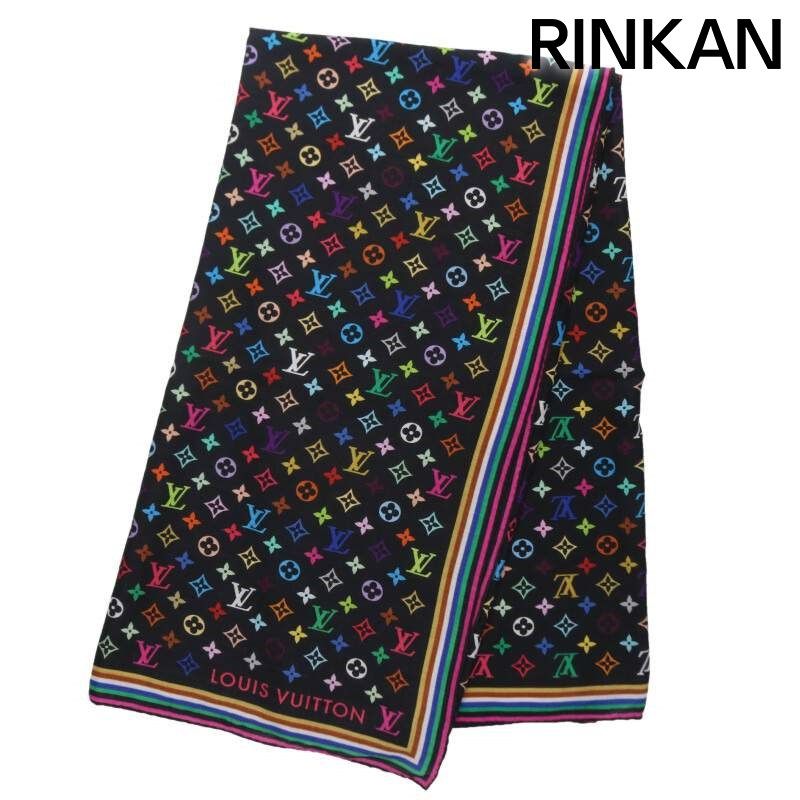 ルイヴィトン ×ムラカミタカシ MURAKAMITAKASHI M96078 LV x TM モノグラム マルチ ショール 大判ウールシルクストール メンズ